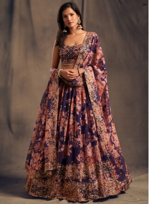 Strange Sequins Organza Lehenga Choli