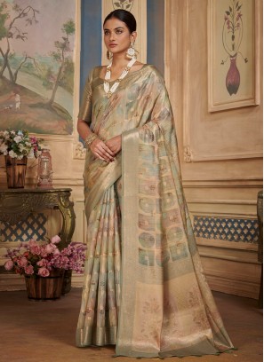 Strange Weaving Silk Contemporary Saree