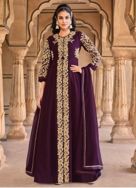 Striking Georgette Purple Stone Work Salwar Kameez