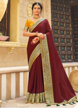 Striking Maroon Festival Trendy Saree