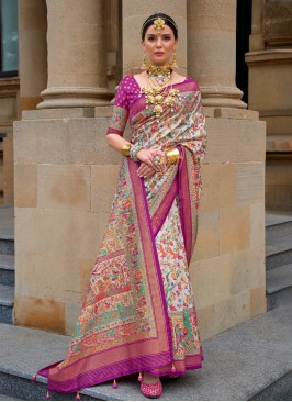 Striking Multi Colour Printed Classic Saree