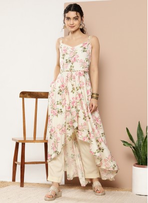 Striking Printed Crepe Silk Designer Kurti