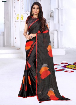 Stunning Black Color Daily Wear Saree