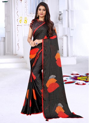 Stunning Black Color Daily Wear Saree