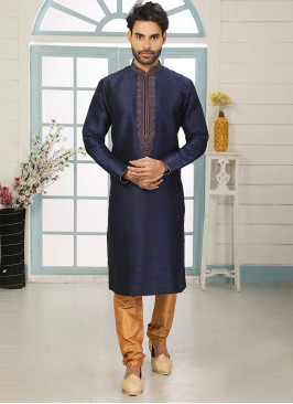 Stunning Blue Color Art Silk Embroidered Kurta Paj