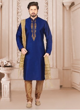 Stunning Blue Color Festive Wear Kurta Payjama