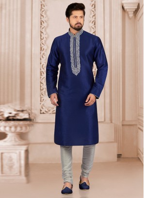 Stunning Blue Color Festive Wear Kurta Payjama