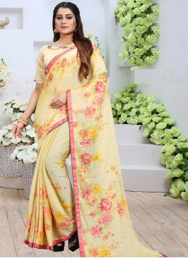 Stunning Cream Color Daily Wear Saree