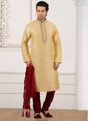 Stunning Cream Color Festive Wear Kurta Payjama