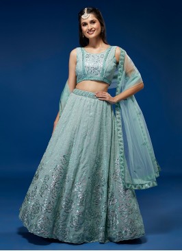 Stunning Embroidered Georgette A Line Lehenga Choli