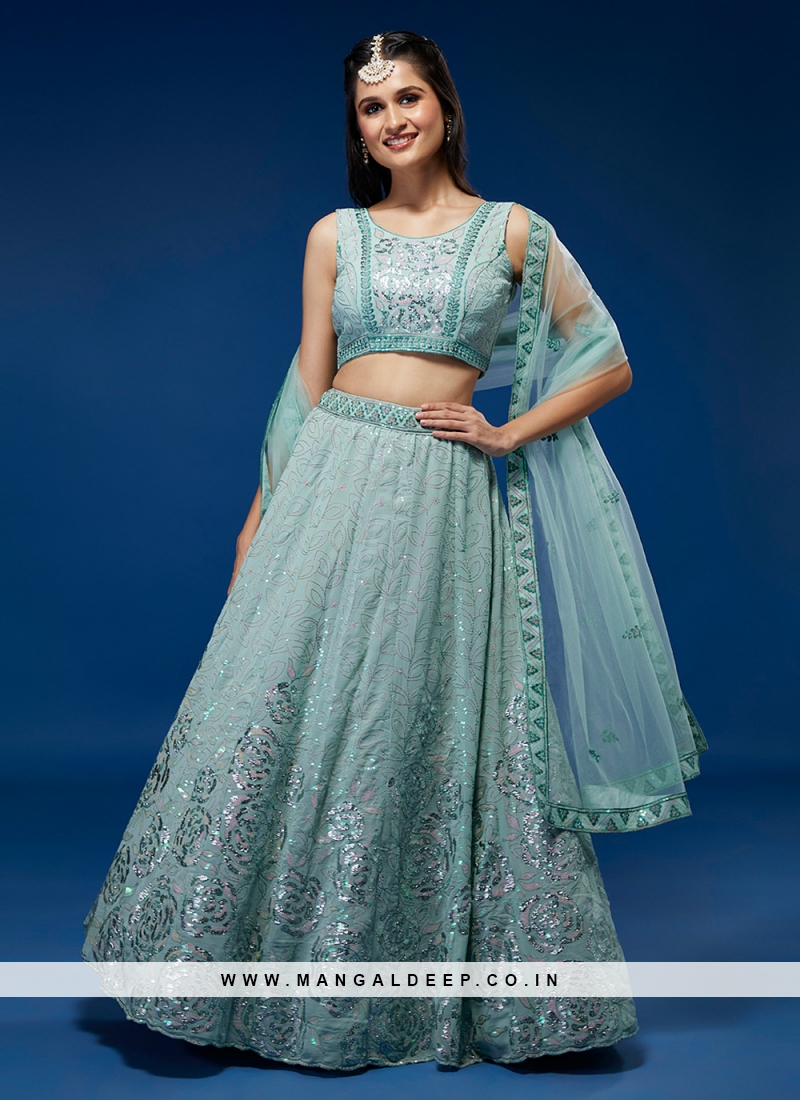 Stunning Embroidered Georgette A Line Lehenga Choli