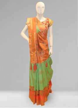 Stunning Green Color Function Wear Designer Saree