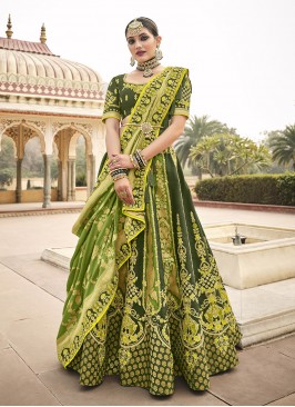 Stunning Green Color Silk Lehenga Choli