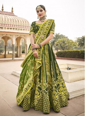 Stunning Green Color Silk Lehenga Choli
