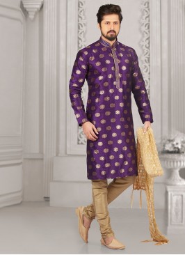 Stunning Purple Color Festive Wear Kurta Payjama