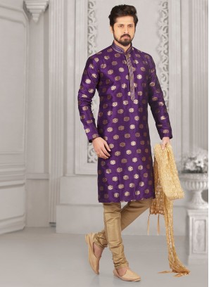 Stunning Purple Color Festive Wear Kurta Payjama