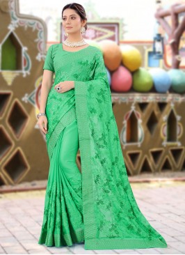 Stunning Resham Faux Chiffon Designer Saree