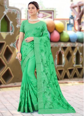 Stunning Resham Faux Chiffon Designer Saree