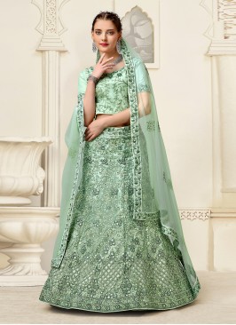 Stunning Sea Green Zari Trendy Lehenga Choli