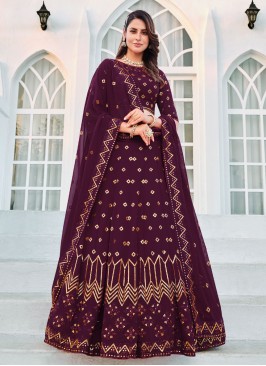 Stunning Sequins Purple Georgette Designer Long Lehenga Choli