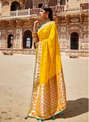 Stunning Yellow Color Silk Saree