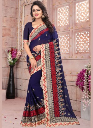 Stupendous Blue Designer Saree