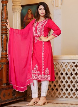 Stupendous Cotton Hot Pink Straight Salwar Kameez