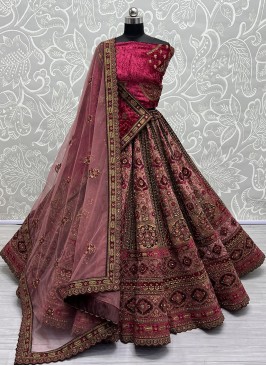 Stupendous Embroidered Velvet A Line Lehenga Choli