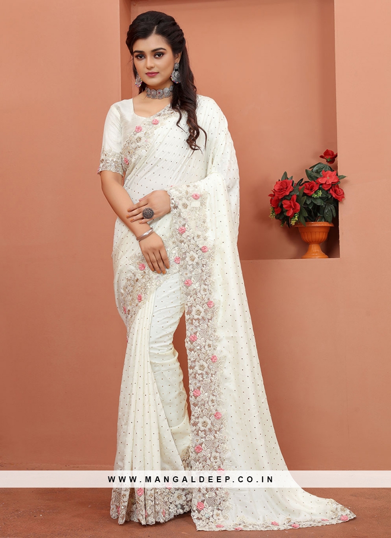 Stupendous Satin Silk Ceremonial Contemporary Saree