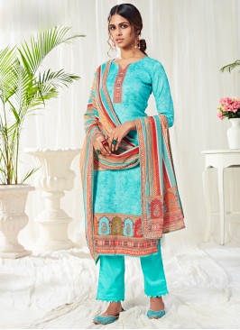 Stylish Aqua Blue Ceremonial Bollywood Salwar Kameez