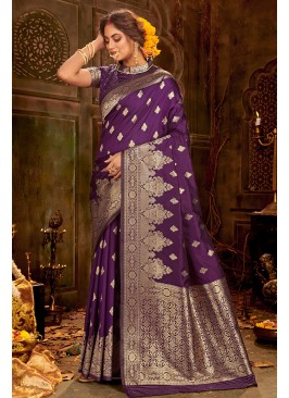 Stylish Banarasi Saree In Purple Color