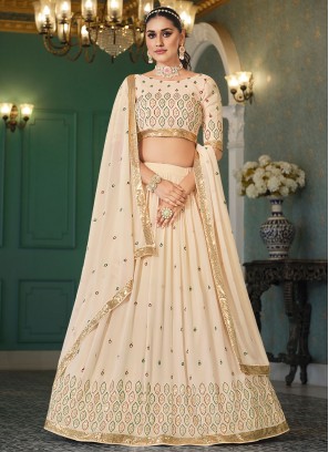 Stylish Embroidered Georgette A Line Lehenga Choli