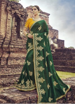 Stylish Green Color Silk Saree