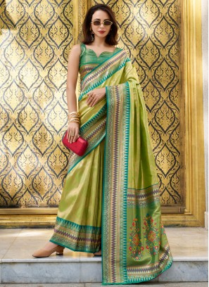 Stylish Green Weaving Traditional Saree