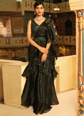 Stylish Organza Printed Lehenga Saree