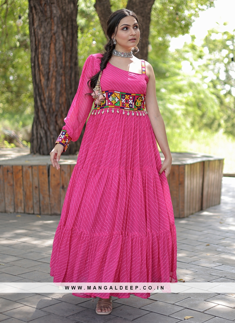 Fashionable Pink Festival Readymade Gown