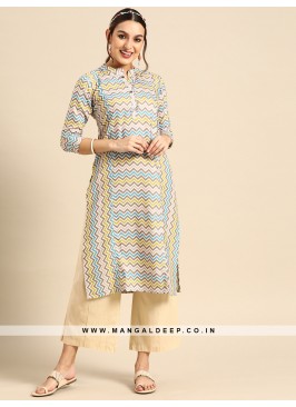 Stylish Rayon Kurti Pant Set with Digital Print Work.