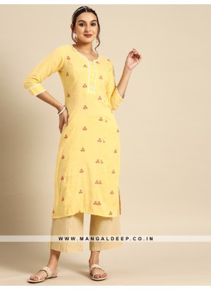 Stylish Rayon Kurti Pant Set with Embroidery Work.