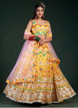 Stylish Yellow Thread Georgette Lehenga Choli