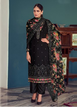 Suave Black Embroidered Designer Salwar Kameez