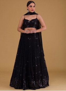 Suave Black Embroidered Lehenga Choli