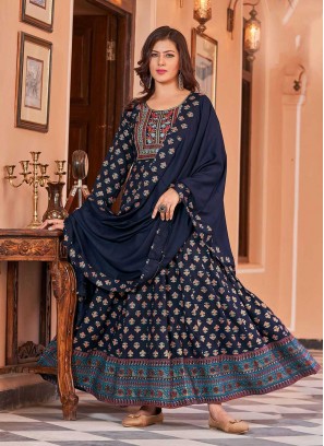 Suave Embroidered Rayon Designer Gown