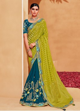 Suave Multi Colour Engagement Half N Half Trendy Saree