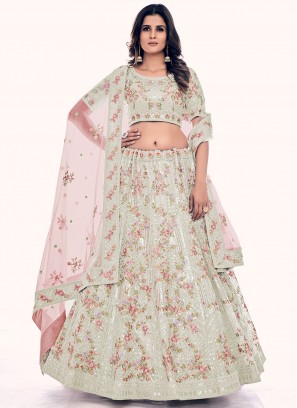 Suave Off White Thread Work A Line Lehenga Choli