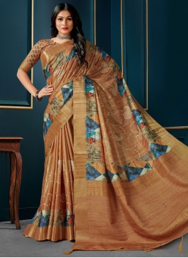 Suave Orange Silk Classic Saree