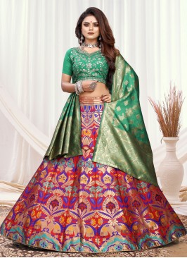 Suave Weaving Banarasi Silk Trendy Lehenga Choli