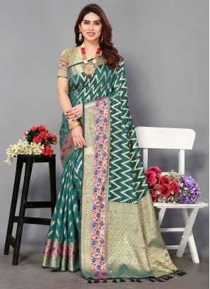 Suave Weaving Rama Silk Classic Saree