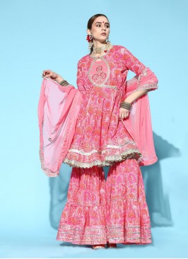 Subtle Blended Cotton Ceremonial Sharara Set