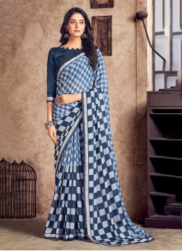 Subtle Digital Print Multi Colour Georgette Contemporary Saree