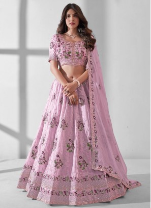 Subtle Embroidered Pink Trendy Lehenga Choli